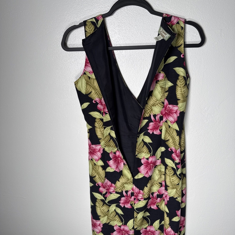 Tommy Bahama 100% Silk Tropical Hibiscus Faux Wrap Sheath Dress Size 4 Resort - Picture 9 of 16